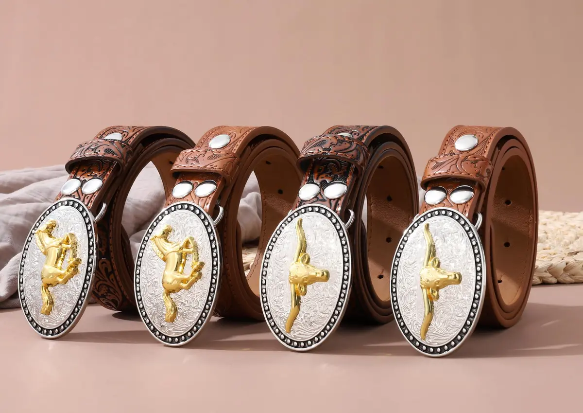 AWAYTR Kids Western Belt for Boy - Adjustable PU Leather Cowboy Belt for Boys & Girls - view 7