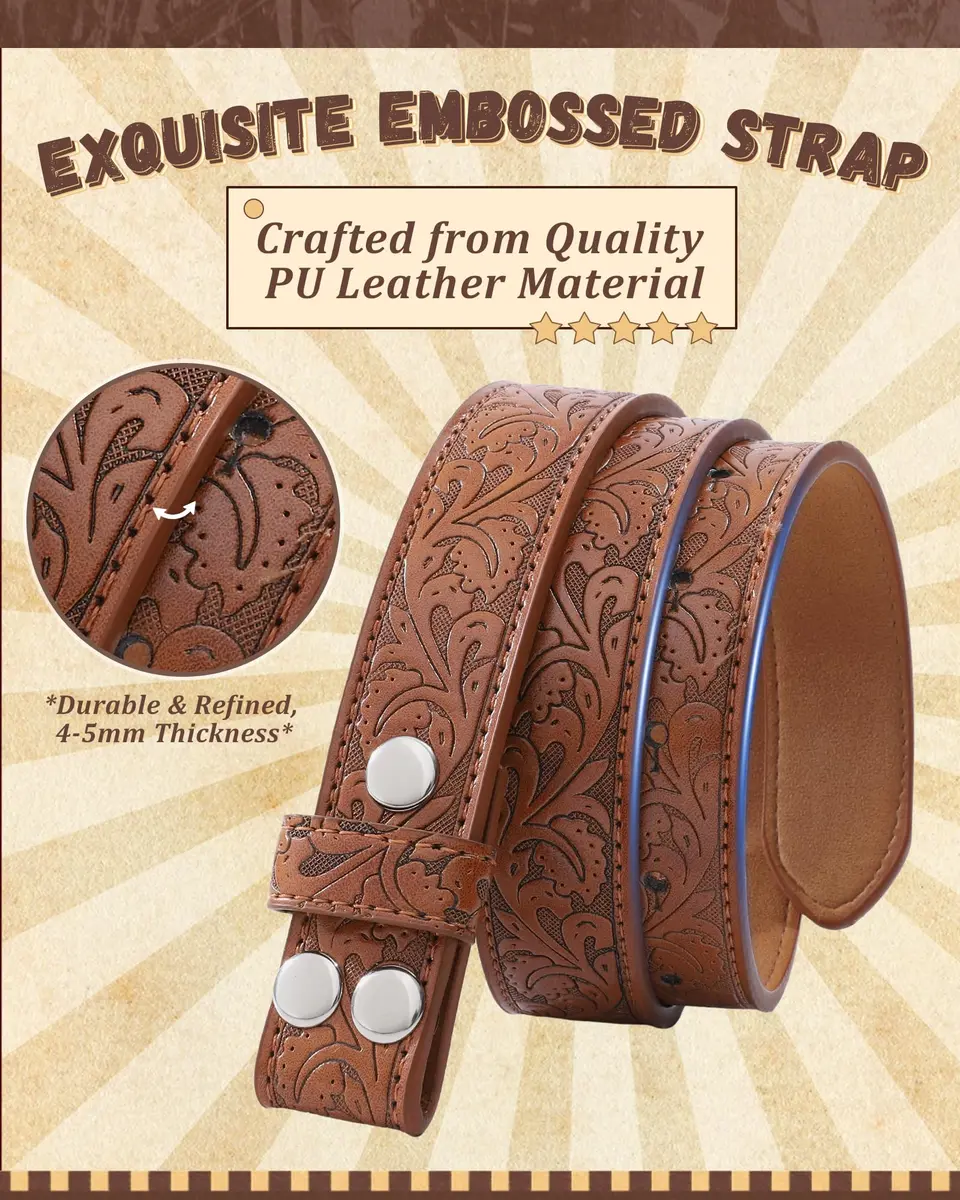 AWAYTR Kids Western Belt for Boy - Adjustable PU Leather Cowboy Belt for Boys & Girls - view 2