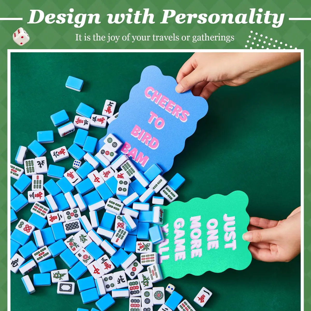 Soulchen Blue Mahjong Tile Mixer Shufflers 2-Piece Set | Practical Mahjong Accessories - view 3