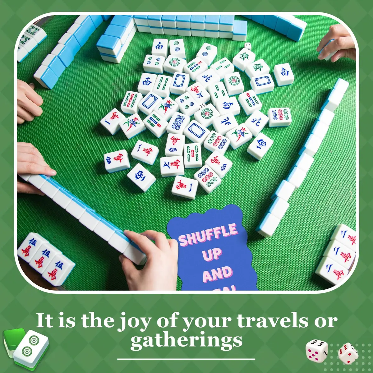 Soulchen Blue Mahjong Tile Mixer Shufflers 2-Piece Set | Practical Mahjong Accessories - view 4