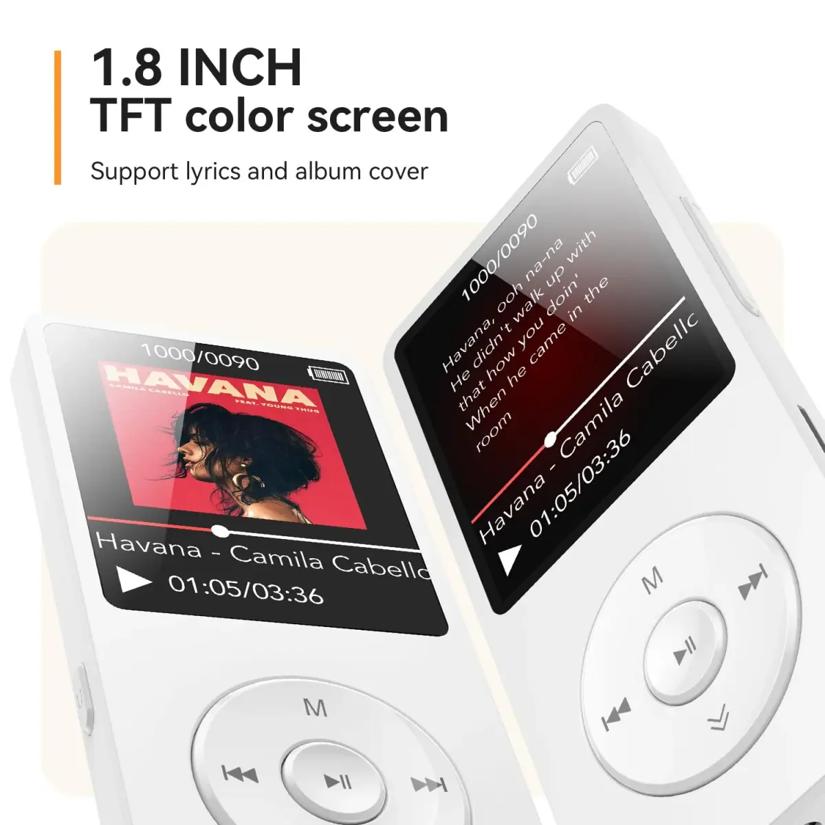 AGPTEK A02 MP3 Player White 32GB (1.8-inch Screen) | Bluetooth 5.3 Music Player with Speaker - view 7