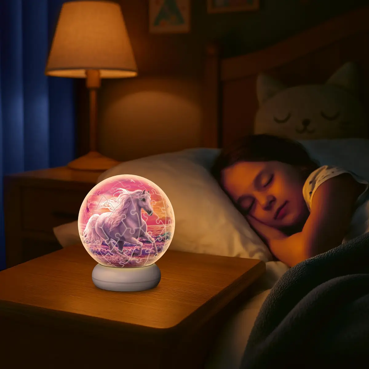Ravensburger 3D Puzzle Horses on the Beach - 3D Puzzle Children from 6 Years - Puzzle Ball with LED Night Light as Bedside Lamp for Children - Horse Gifts for Girls and Boys - 12008054 | Decorative Night Light for Kids - view 3