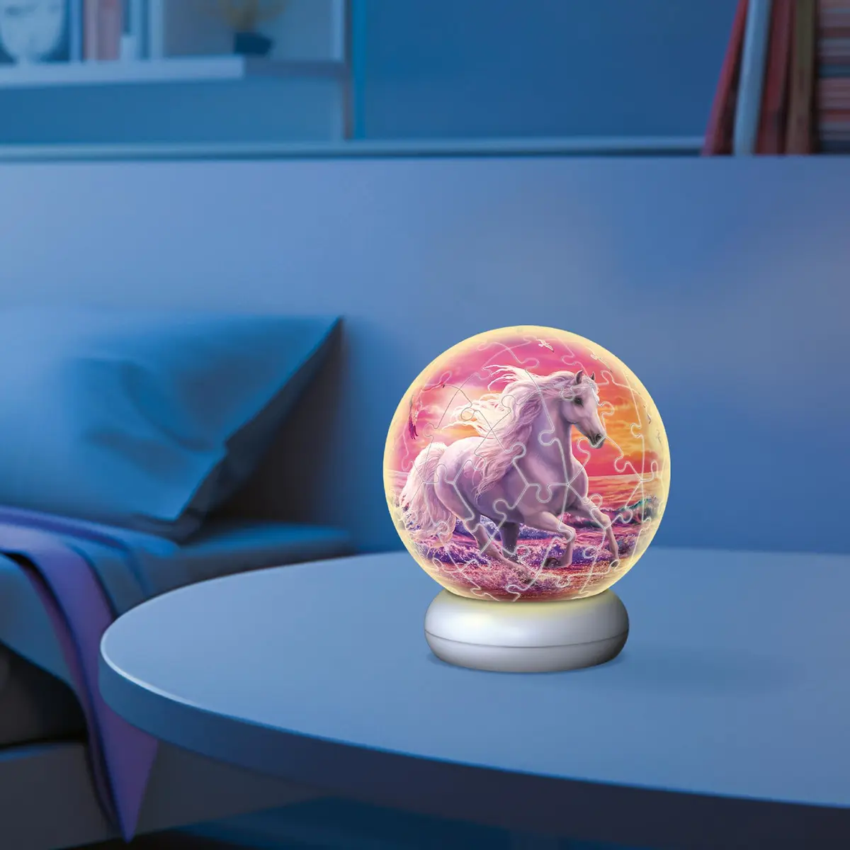 Ravensburger 3D Puzzle Horses on the Beach - 3D Puzzle Children from 6 Years - Puzzle Ball with LED Night Light as Bedside Lamp for Children - Horse Gifts for Girls and Boys - 12008054 | Decorative Night Light for Kids - view 4