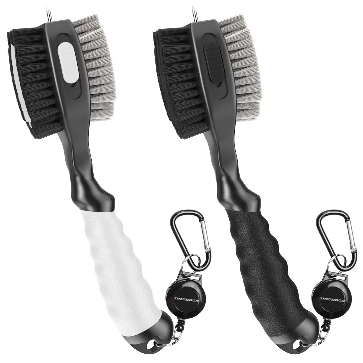 THIODOON 2 Pack Golf Club Brush and Groove Cleaner with Magnetic Keychain | Oversized Head & Retractable Spike - main product image