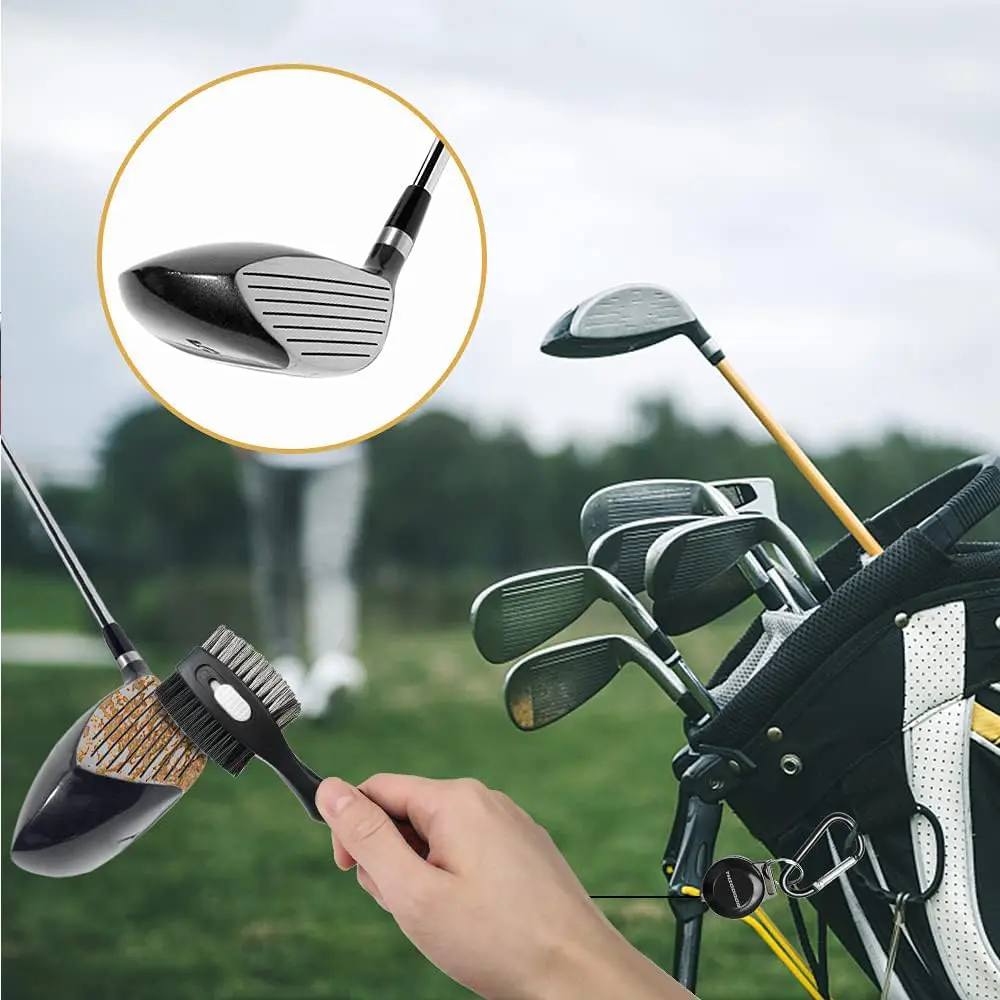 THIODOON 2 Pack Golf Club Brush and Groove Cleaner with Magnetic Keychain | Oversized Head & Retractable Spike - view 7