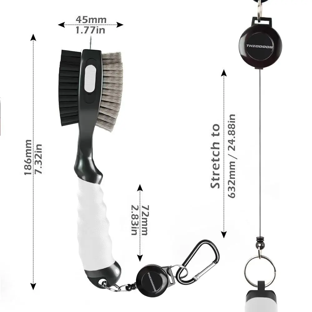 THIODOON 2 Pack Golf Club Brush and Groove Cleaner with Magnetic Keychain | Oversized Head & Retractable Spike - view 2