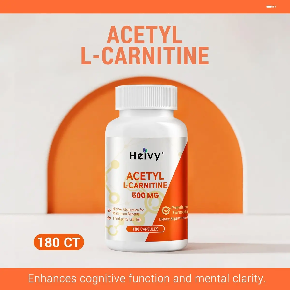 Heivy Acetyl L-Carnitine 500 mg 2 Pack | Supports Brain & Nerve Health - view 3