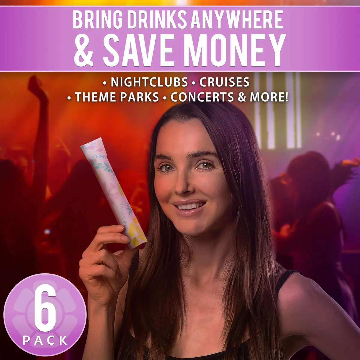 GoPong Tampon Flasks 6 Pack | Discreet Hidden Alcohol Travel Containers for Women - view 2
