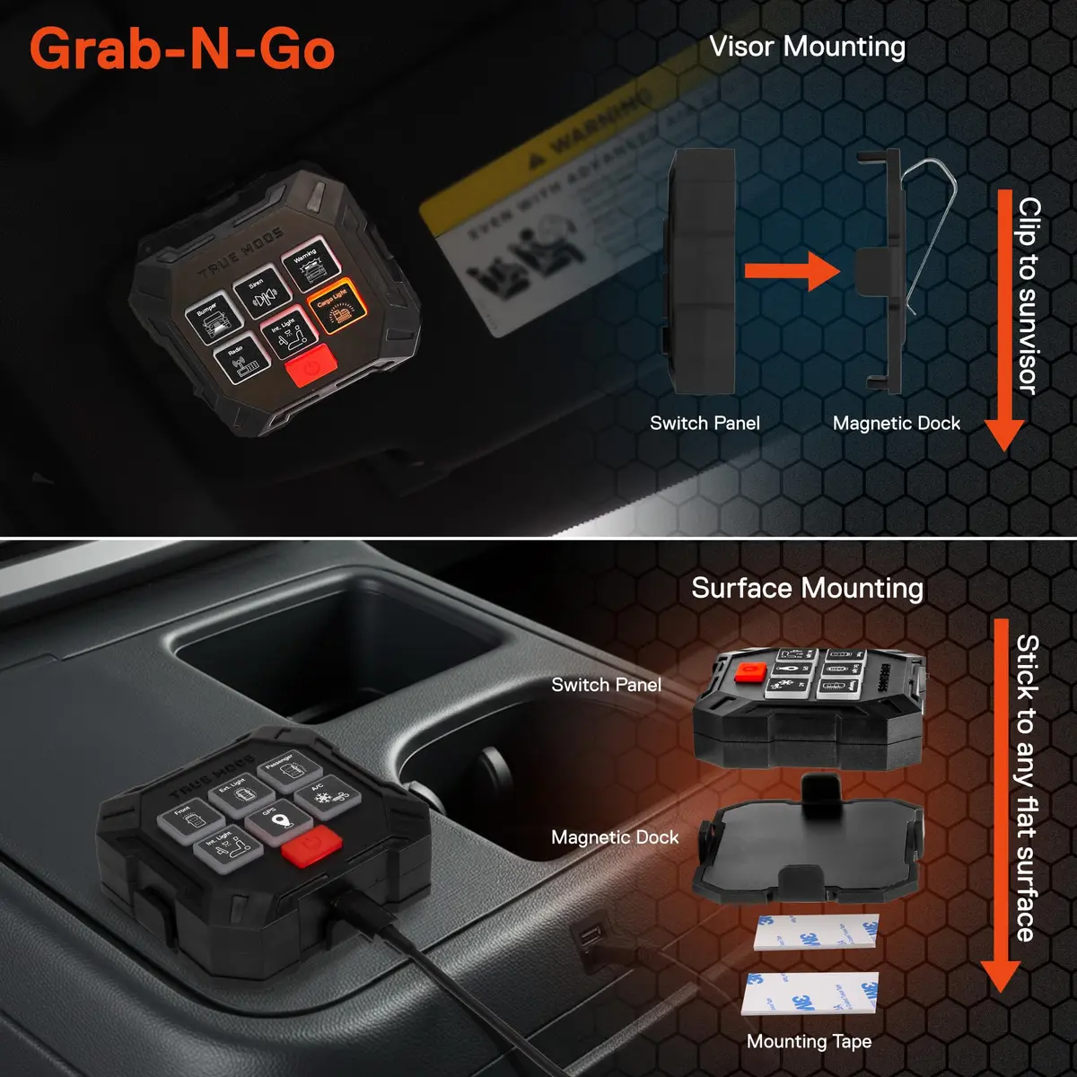 True MODS 12V Wireless Switch Panel Controller with 6 Gang Relay Box | Programmable On/Off & Momentary Functions - view 6