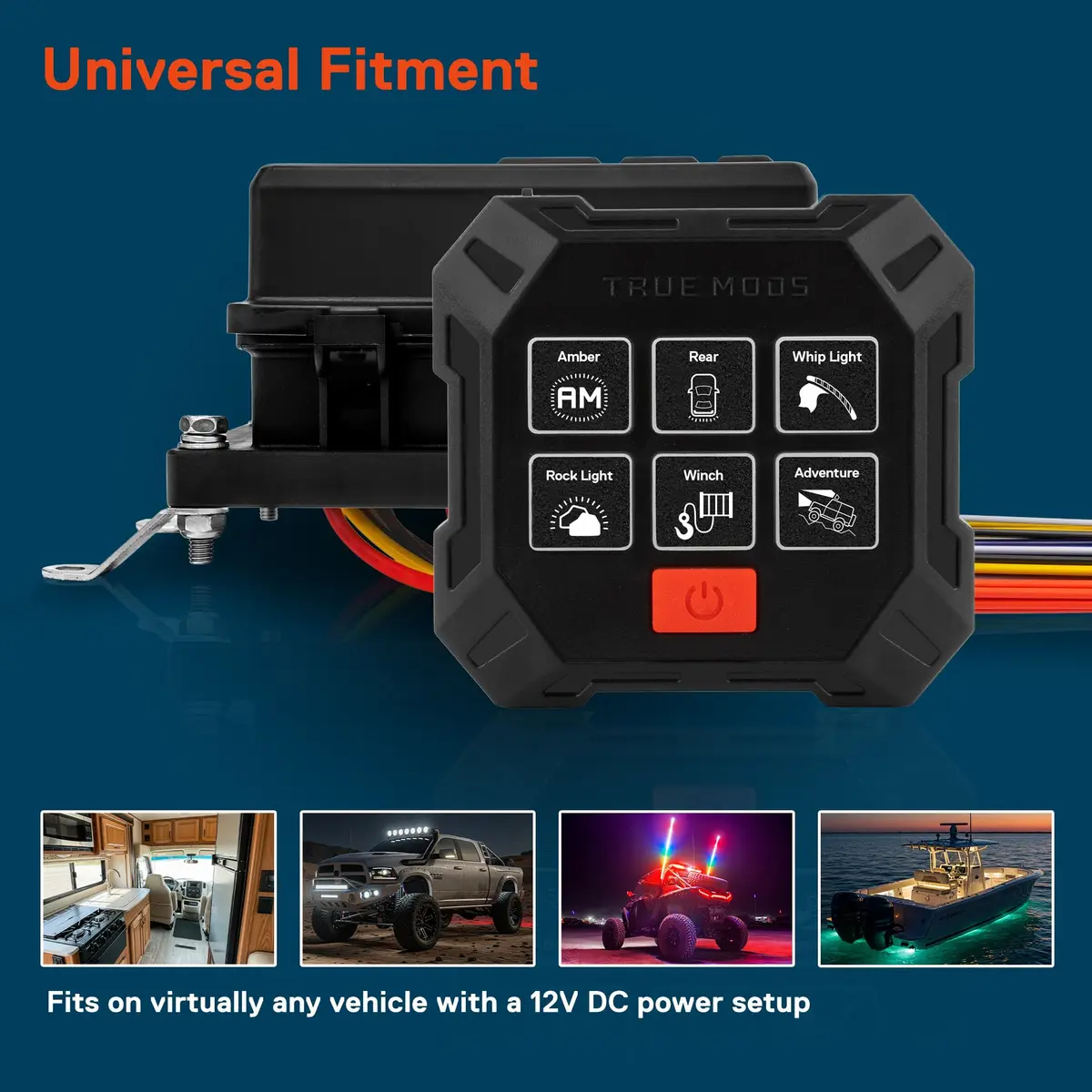 True MODS 12V Wireless Switch Panel Controller with 6 Gang Relay Box | Programmable On/Off & Momentary Functions - view 7