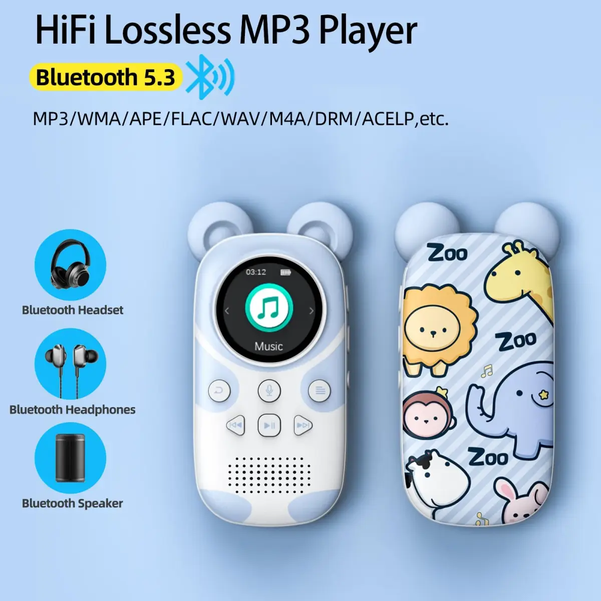 RUIZU Bluetooth MP3 Player for Kids, 64GB Cute Panda Design with Speaker | Volume Limit & 100-Hour Battery - view 3