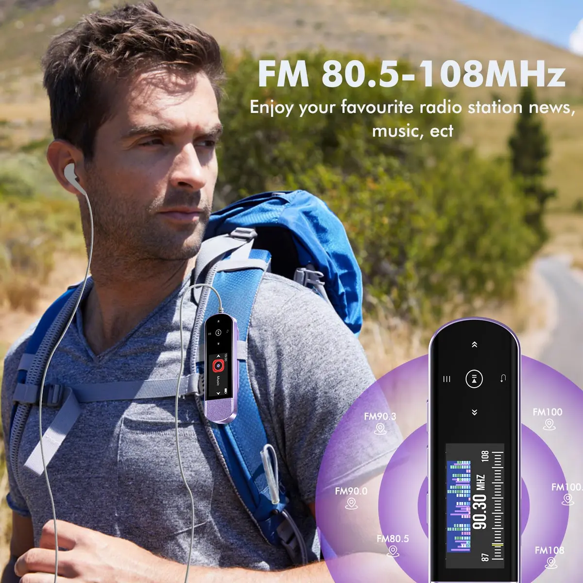 RUIZU 64GB USB MP3 Player with Bluetooth 5.3 & Clip | HiFi Sound, FM Radio, Voice Recorder, 20H Battery - view 6