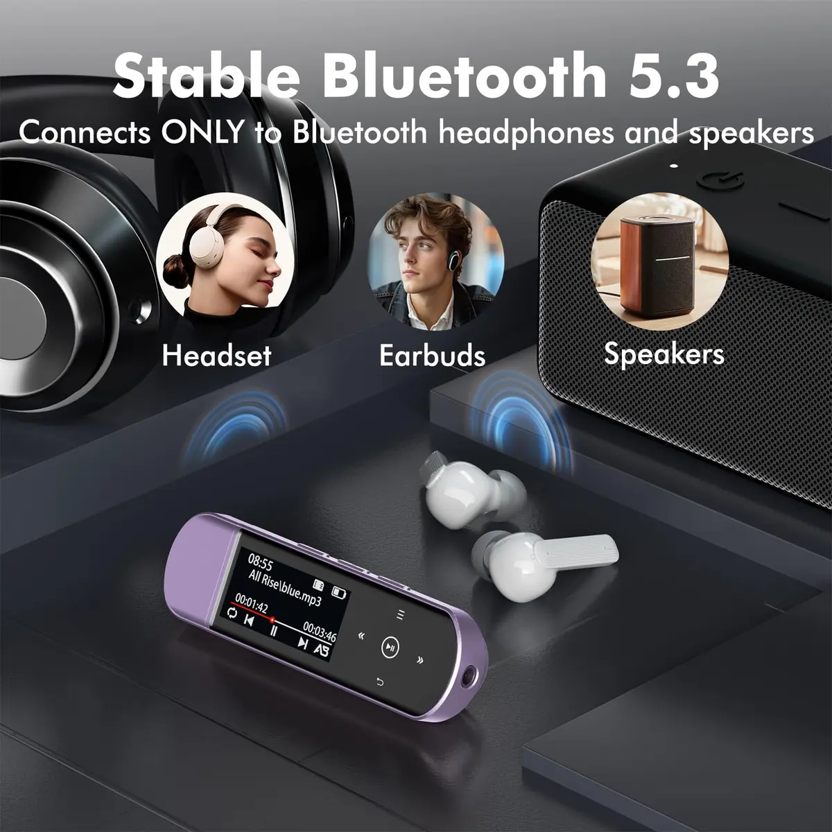 RUIZU 64GB USB MP3 Player with Bluetooth 5.3 & Clip | HiFi Sound, FM Radio, Voice Recorder, 20H Battery - view 2