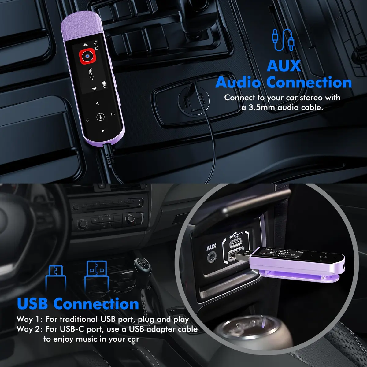 RUIZU 64GB USB MP3 Player with Bluetooth 5.3 & Clip | HiFi Sound, FM Radio, Voice Recorder, 20H Battery - view 3