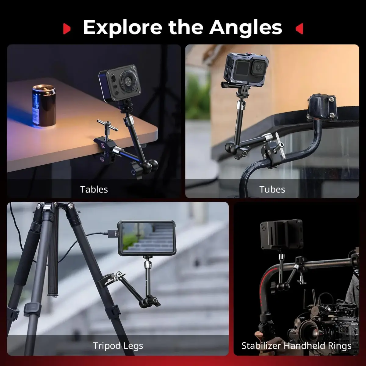 SMALLRIG Magic Arm with Super Clamp for Action Cameras, 18.8cm (7.4in) | Mounts Monitors, Lights, Cameras - view 7