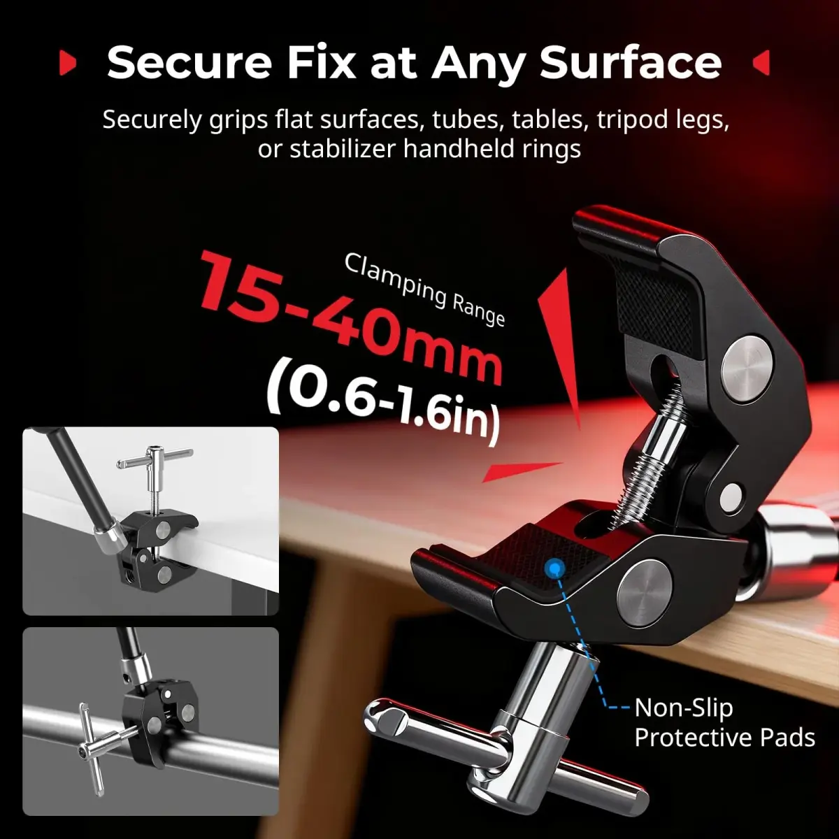 SMALLRIG Magic Arm with Super Clamp for Action Cameras, 18.8cm (7.4in) | Mounts Monitors, Lights, Cameras - view 3