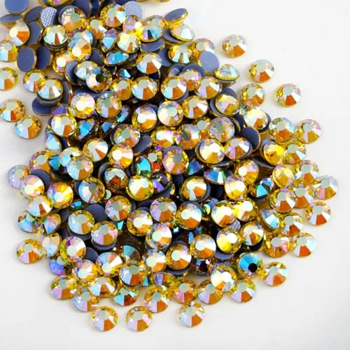BEADSLAND Flatback Rhinestones Topaz AB SS16 (1440pcs, 3.8-4.0mm) | Crystal Embellishments for Crafts - main product image
