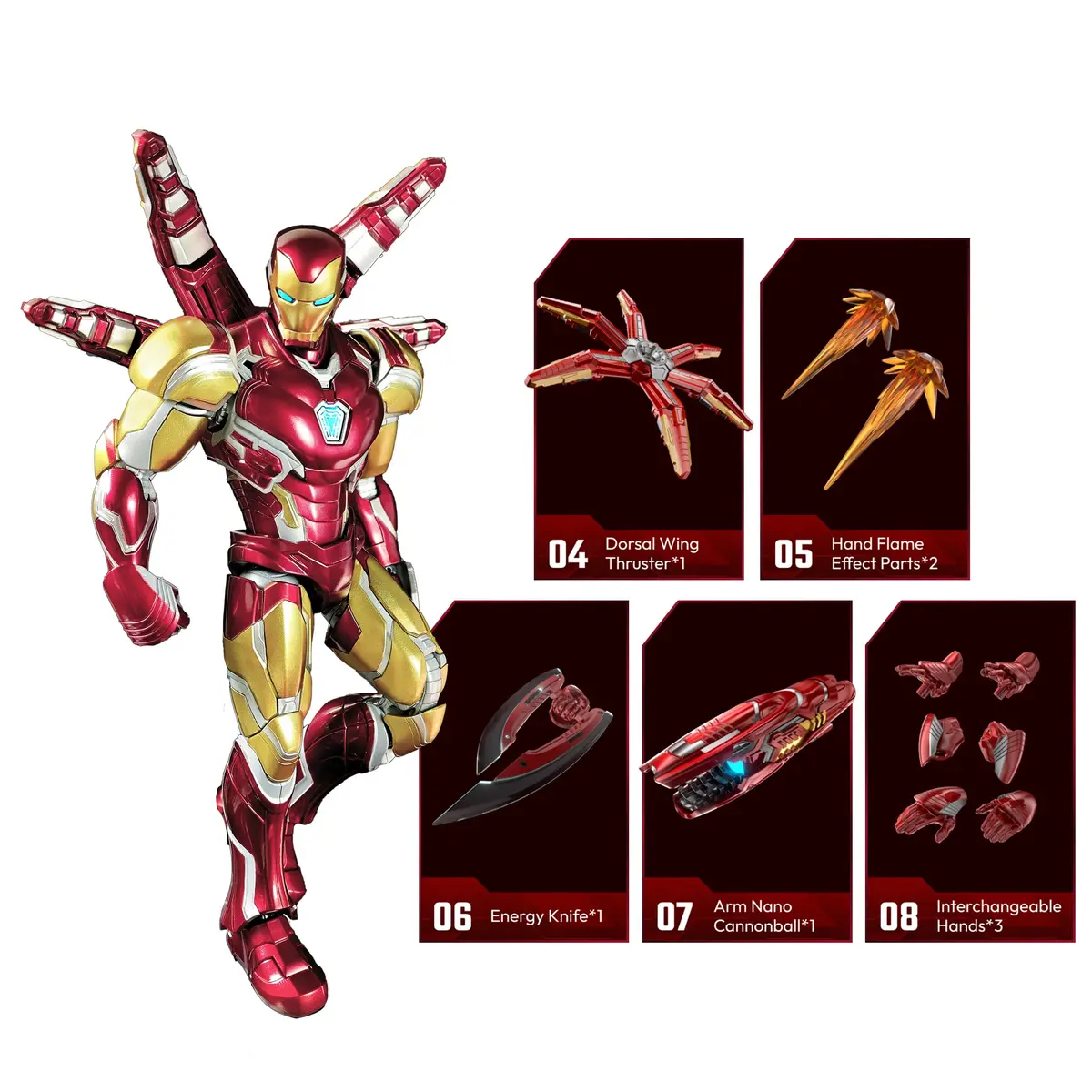 BLOKEES Champion Class Marvel Infinity Saga Iron Man 149-Piece Model Kit | LED Light-Up Articulated Action Figure for Ages 14+ - view 3