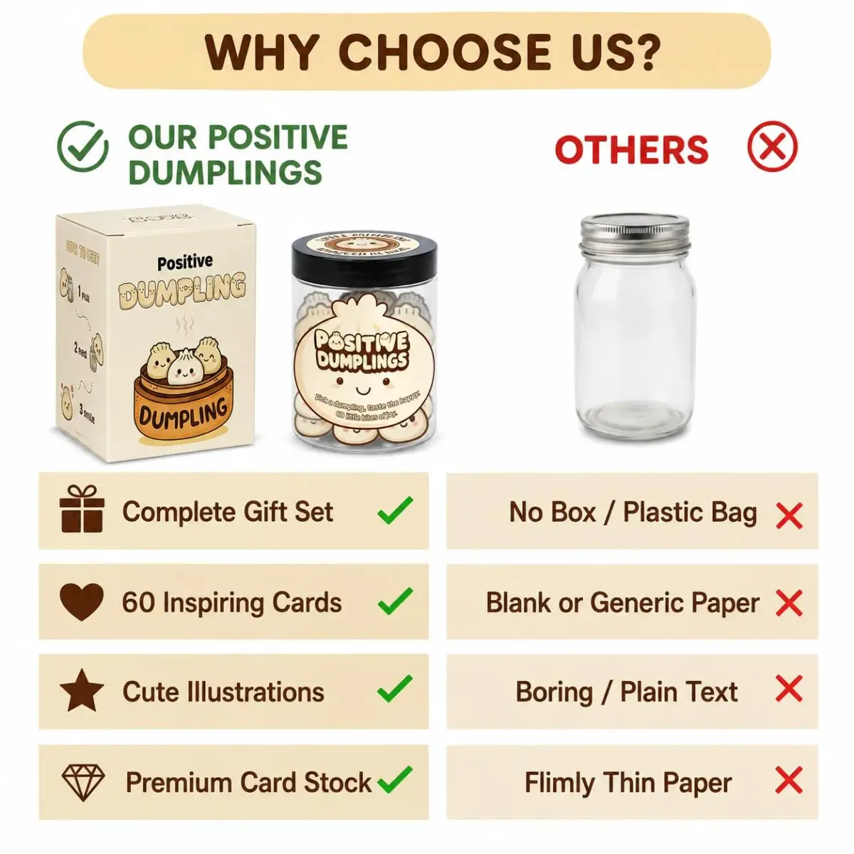 DEARMINE Positive Dumpling Jar with 60 Daily Affirmation Cards | Cute Motivation Jar for Teens - view 7