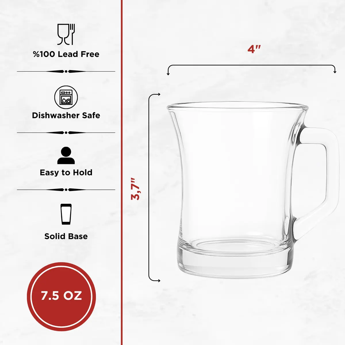 yersiz Glass Coffee Mugs Set of 6 | Durable Drinkware with Thick Base for Hot & Cold Beverages - view 2
