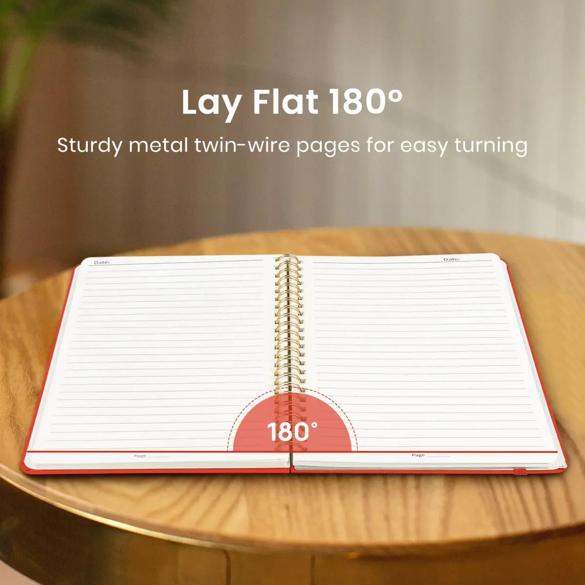 Taja Lined Spiral Journal Notebook A5 (140 Pages) | College Ruled Hardcover for Work & Writing, Tomato Red - view 4