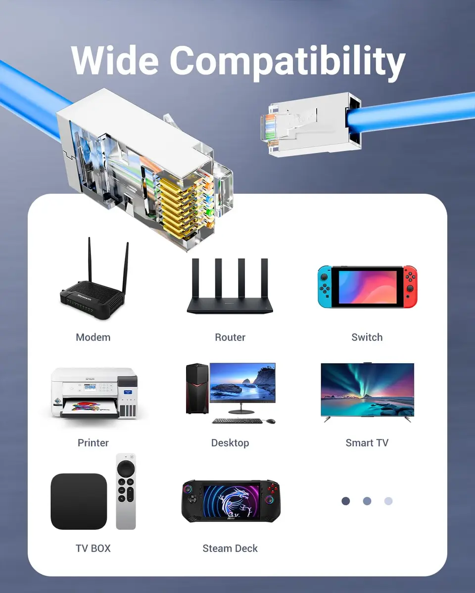VCE Cat6 Shielded RJ45 Passthrough Connector with Strain Relief Boot 25 Pcs | Gigabit Ethernet Cable Connector - view 7