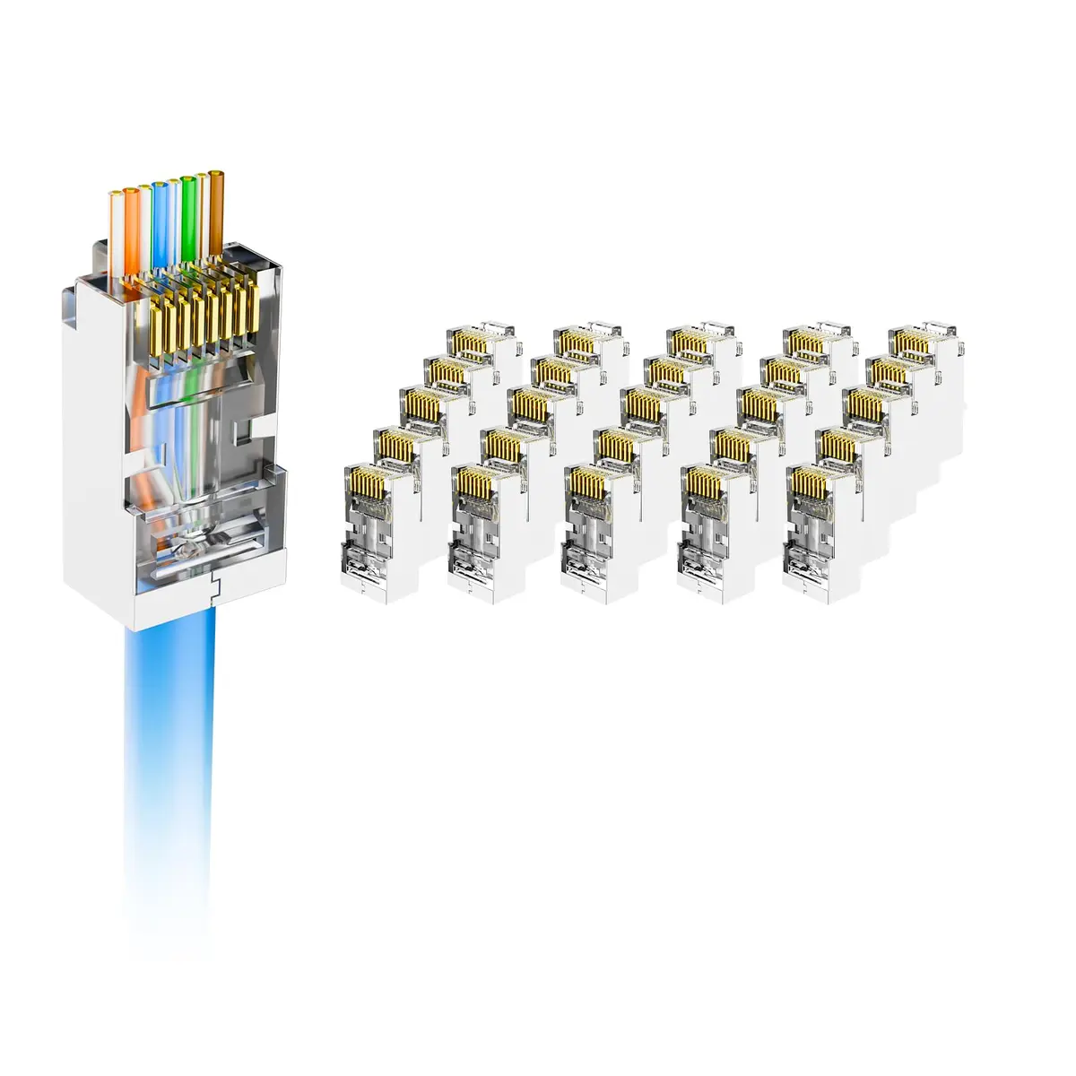 VCE Shielded Cat6 RJ45 Connectors, 25-Pack | 10 Gbps 250MHz Transmission - main product image