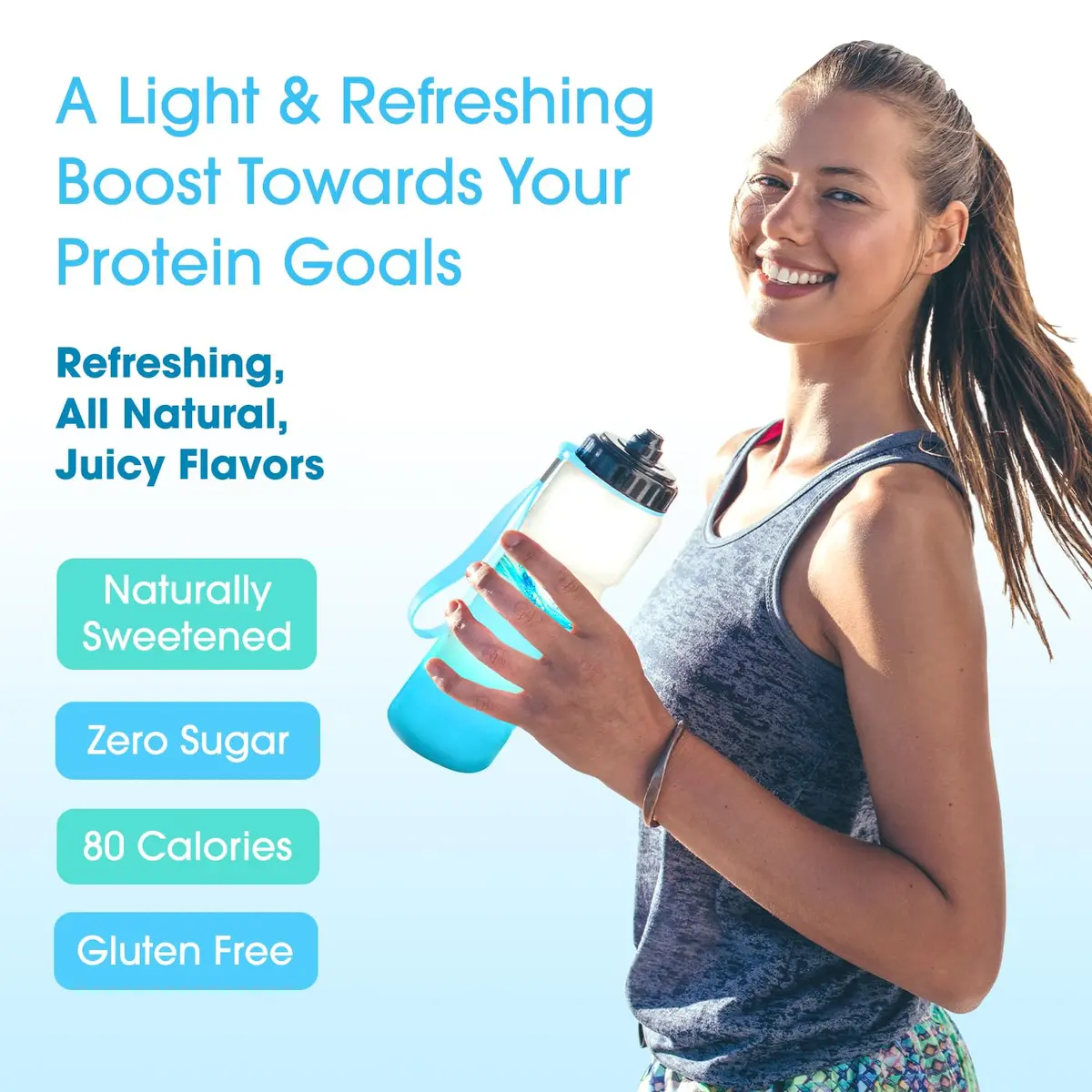 Fit & Lean Clear Protein Powder with Whey Isolate & Collagen, Grass Fed, 0g Sugar, Blue Raspberry, 20 Servings - view 4