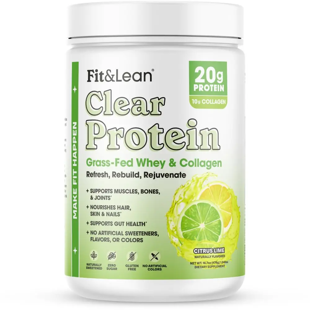 Fit & Lean Clear Protein Powder, Whey, Collagen, Citrus Lime | Supports Lean Muscle & Recovery - main product image