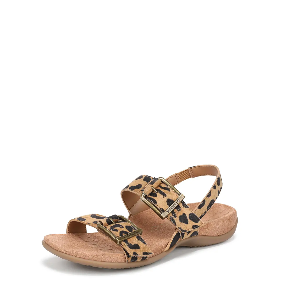 Vionic Women's Reese Sandal Tan Leopard Suede 8 M US | Arch Support & Comfort - main product image