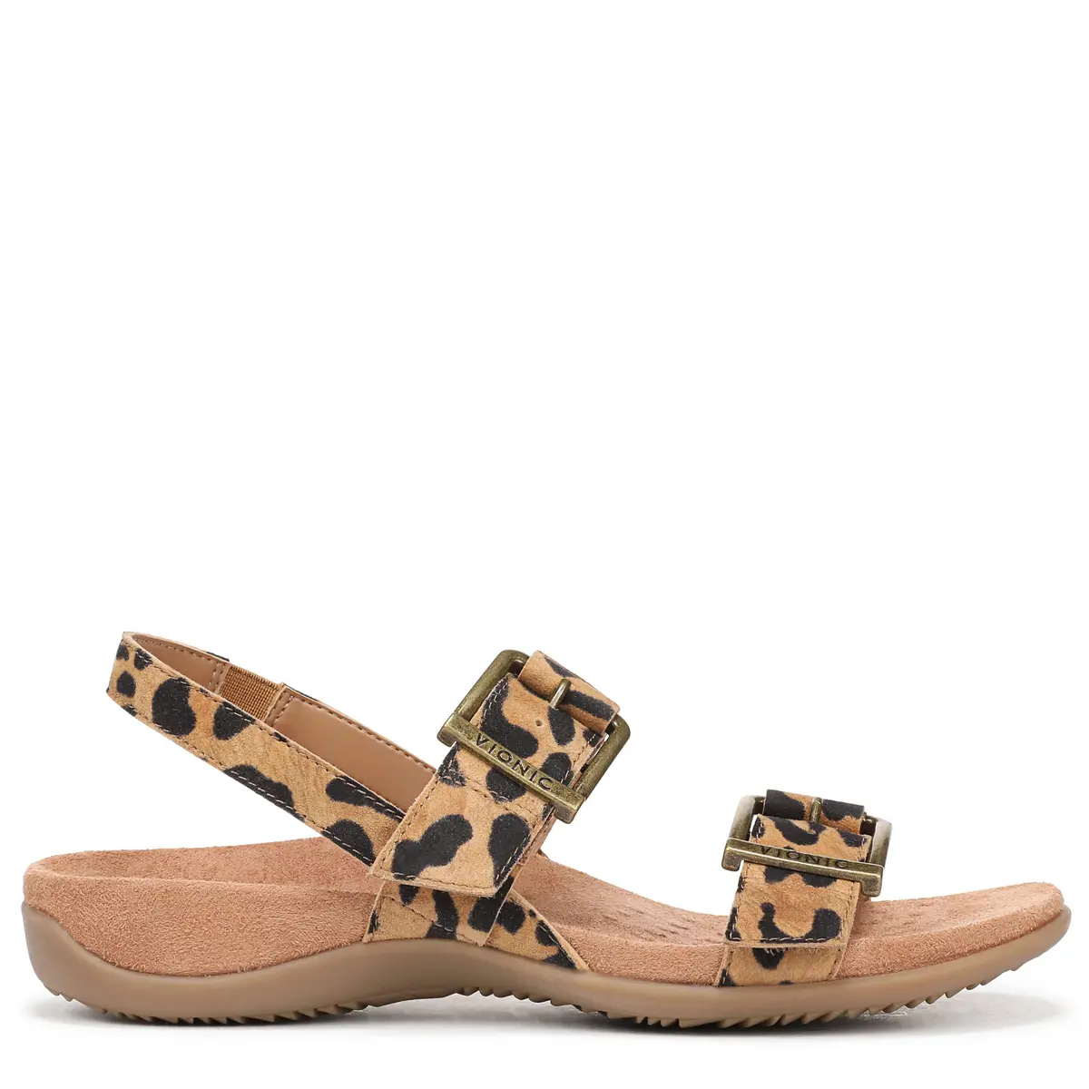 Vionic Women's Reese Sandal Tan Leopard Suede 8.5 Wide | Arch Support Orthotic Comfort - view 6