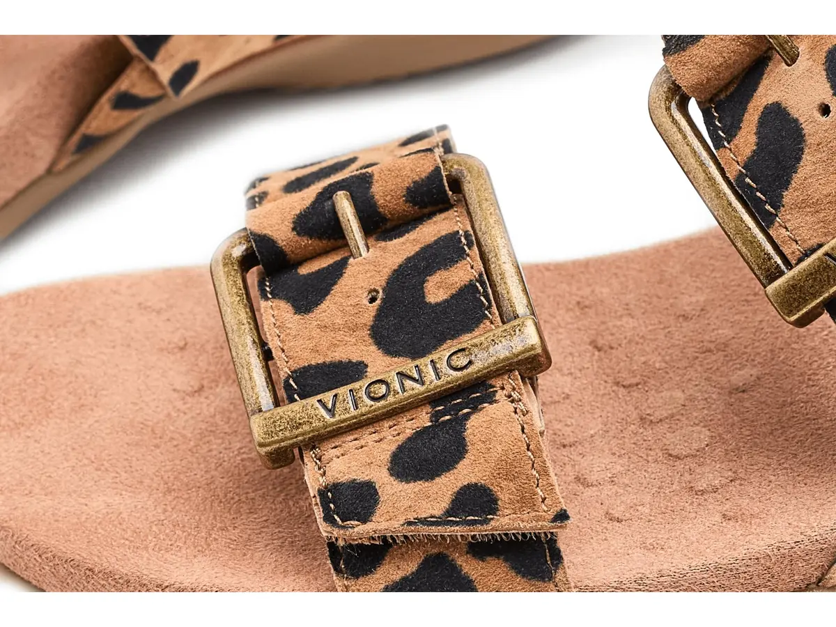 Vionic Women's Reese Sandal Tan Leopard Suede 8.5 Wide | Arch Support Orthotic Comfort - view 2