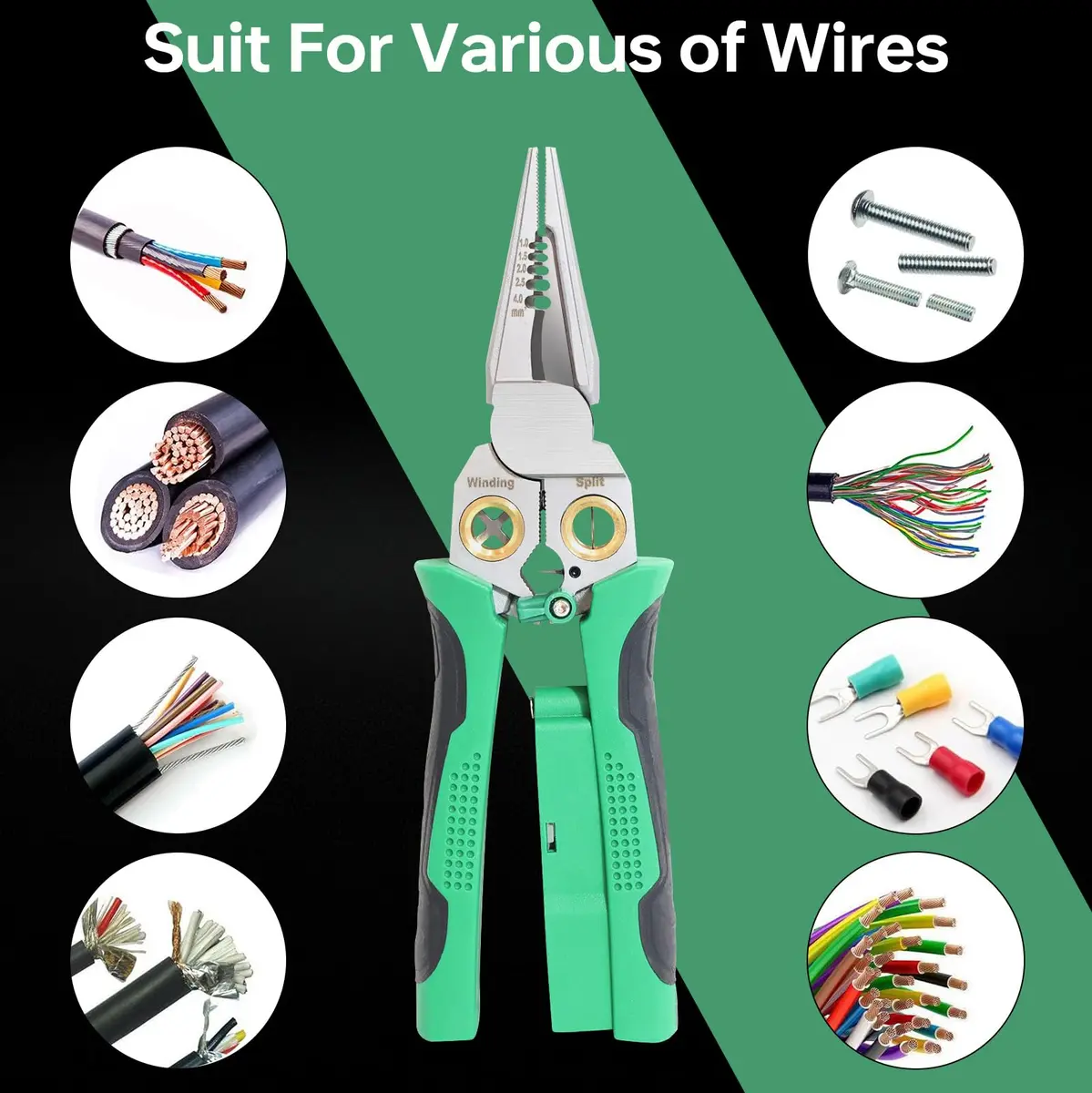 Laukowind 8 in 1 Wire Stripper with Voltage Tester | Multi-Function Electrician Tool for Safe & Efficient Wiring - view 3