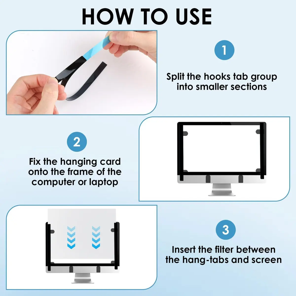 Dedoda 10 Pack Laptop Privacy Screen Adhesive Strips 220×8×0.3mm | Heat-Resistant, Easy Install, Residue-Free - view 4