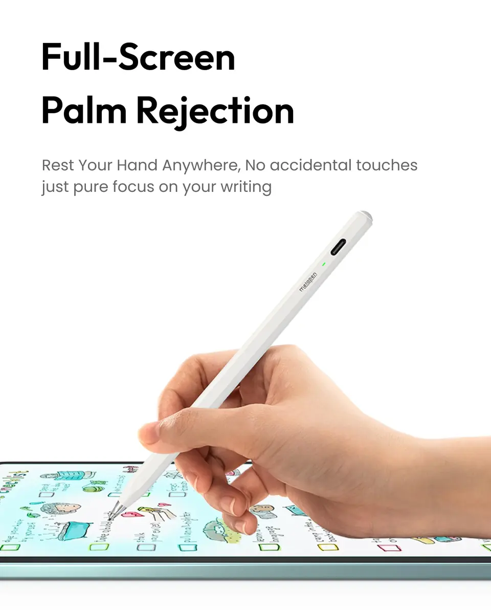 Metapen Pencil Air8 Pro Stylus for iPad 2018-2026, 10g Ultra-Light, 20H Battery, USB-C Fast Charge, Palm Rejection, Ivory - view 4