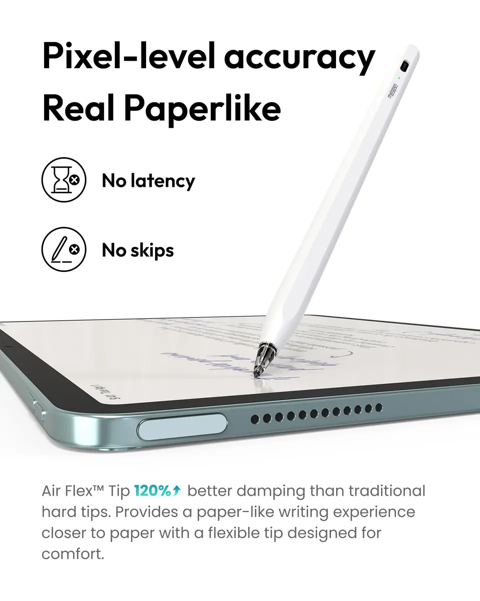 Metapen Pencil Air8 Pro Stylus for iPad 2018-2026, 10g Ultra-Light, 20H Battery, USB-C Fast Charge, Palm Rejection, Ivory - view 6