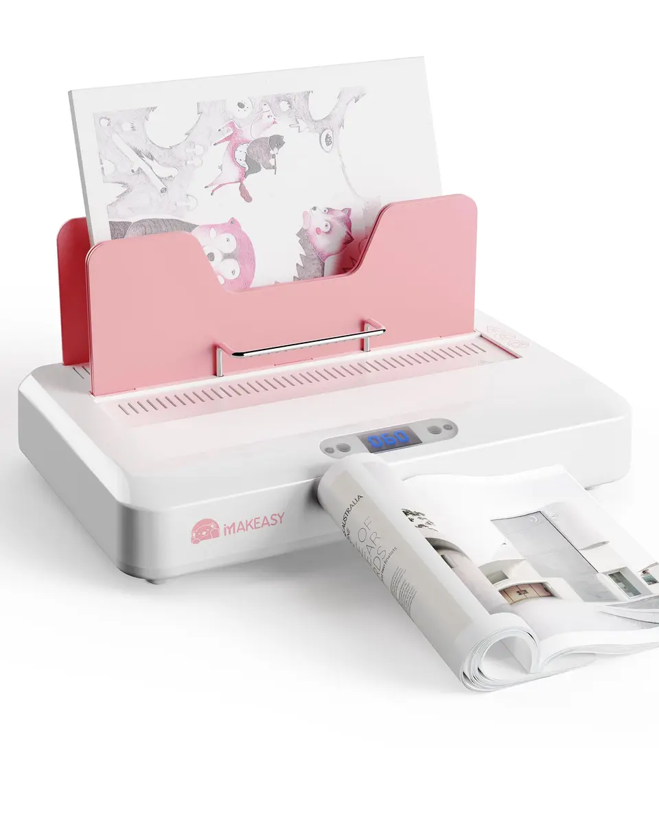 MAKEASY Pink Thermal Binding Machine 2.53 kg (5.58 lb) with 10 Binding Covers | Binds 500 Sheets - main product image