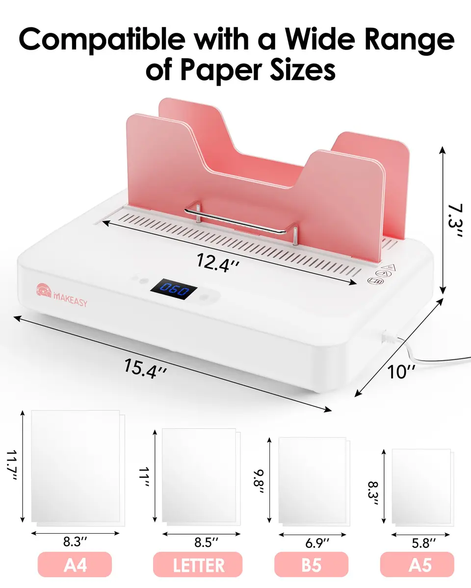 MAKEASY Pink Thermal Binding Machine 2.53 kg (5.58 lb) with 10 Binding Covers | Binds 500 Sheets - view 2