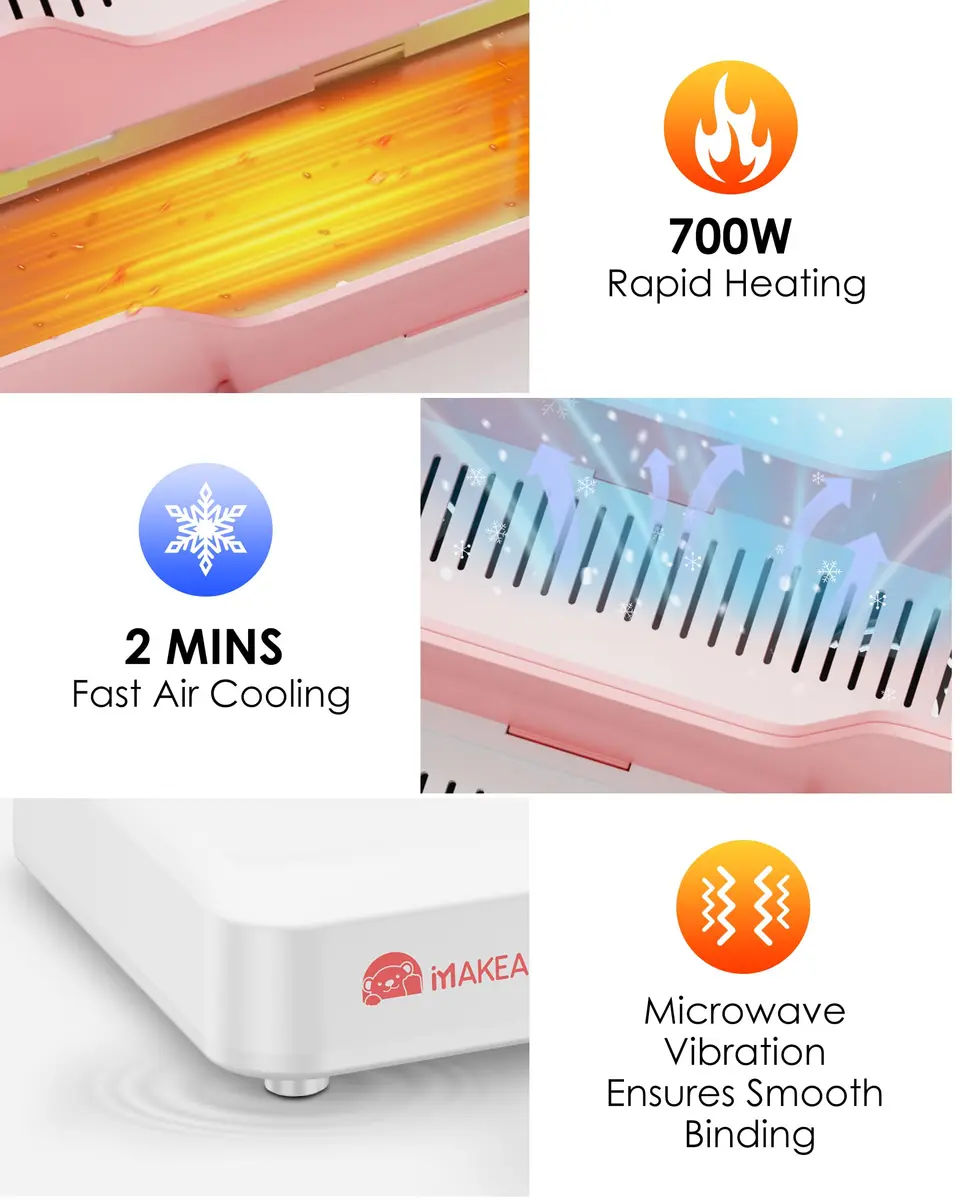 MAKEASY Pink Thermal Binding Machine 2.53 kg (5.58 lb) with 10 Binding Covers | Binds 500 Sheets - view 4