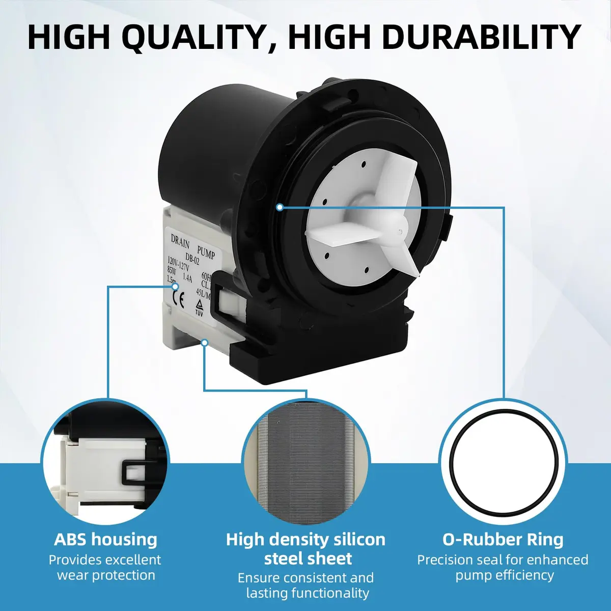 OYIMNB Washer Drain Pump Motor Replacement for LG & Kenmore | OEM 4681EA2001T, 120V, High-Flow 45 L/min - view 7