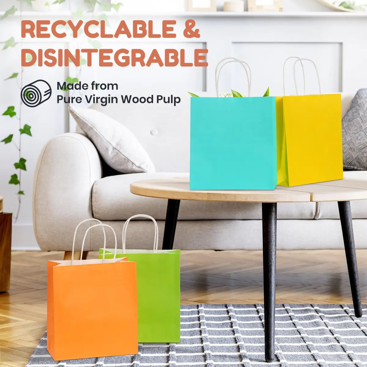 Parmedu Small Paper Gift Bags with Handles, 6 Colors, 30 Pack | Eco-Friendly, Durable & Vibrant Gift Bags for All Occasions - view 4