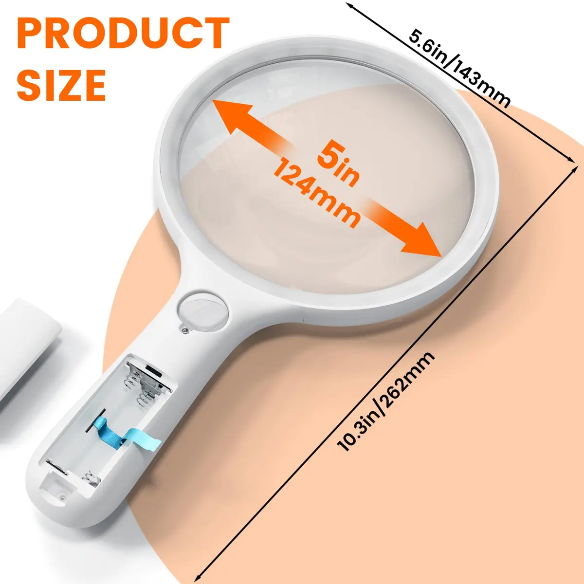 AIXPI Magnifying Glass with Light 5" Lens | Illuminated Handheld Magnifier for Seniors & Close Work - view 3