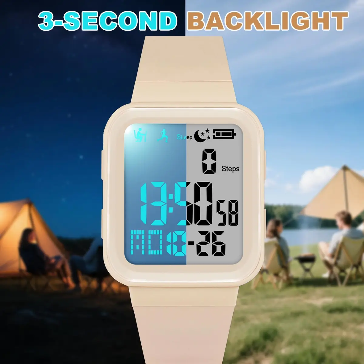Edillas Digital Watch for Men & Women | Fitness & Sleep Tracker with EL Backlight, No App Needed, Sport Watch, Step Counter, Timer, Vibration Alarm, Calorie & Distance - view 6