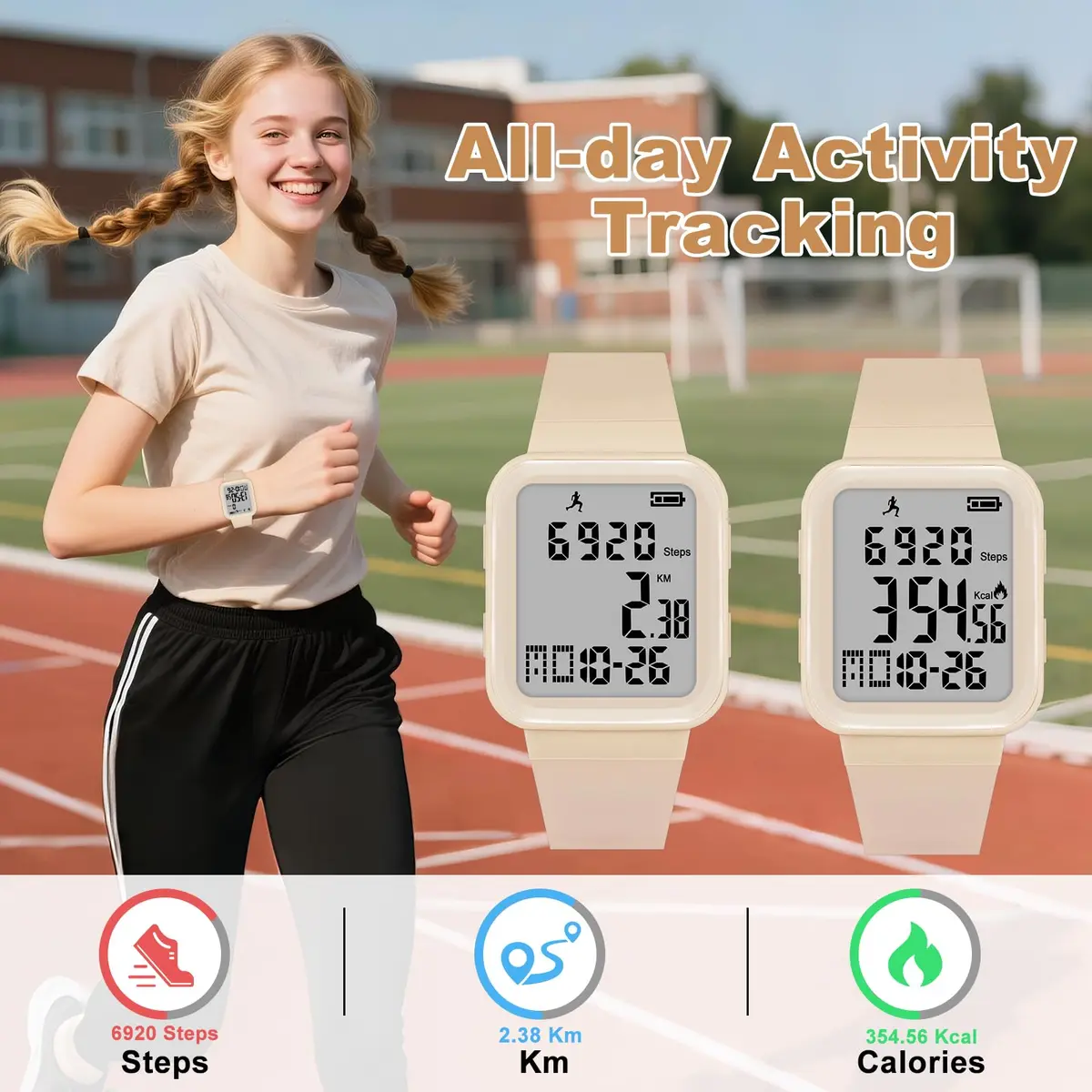 Edillas Digital Watch for Men & Women | Fitness & Sleep Tracker with EL Backlight, No App Needed, Sport Watch, Step Counter, Timer, Vibration Alarm, Calorie & Distance - view 2
