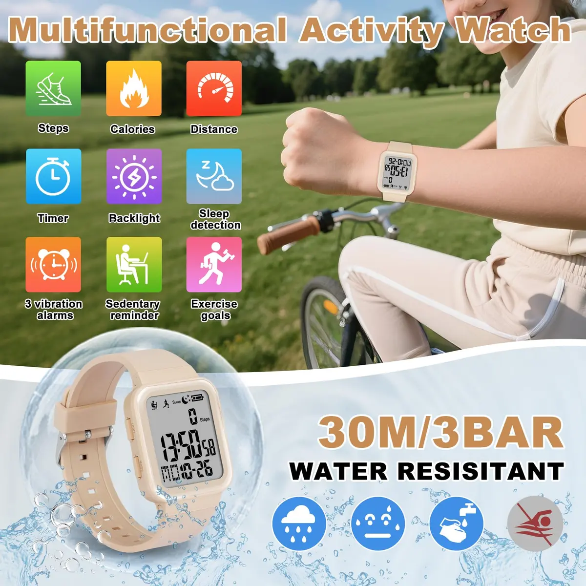 Edillas Digital Watch for Men & Women | Fitness & Sleep Tracker with EL Backlight, No App Needed, Sport Watch, Step Counter, Timer, Vibration Alarm, Calorie & Distance - view 3