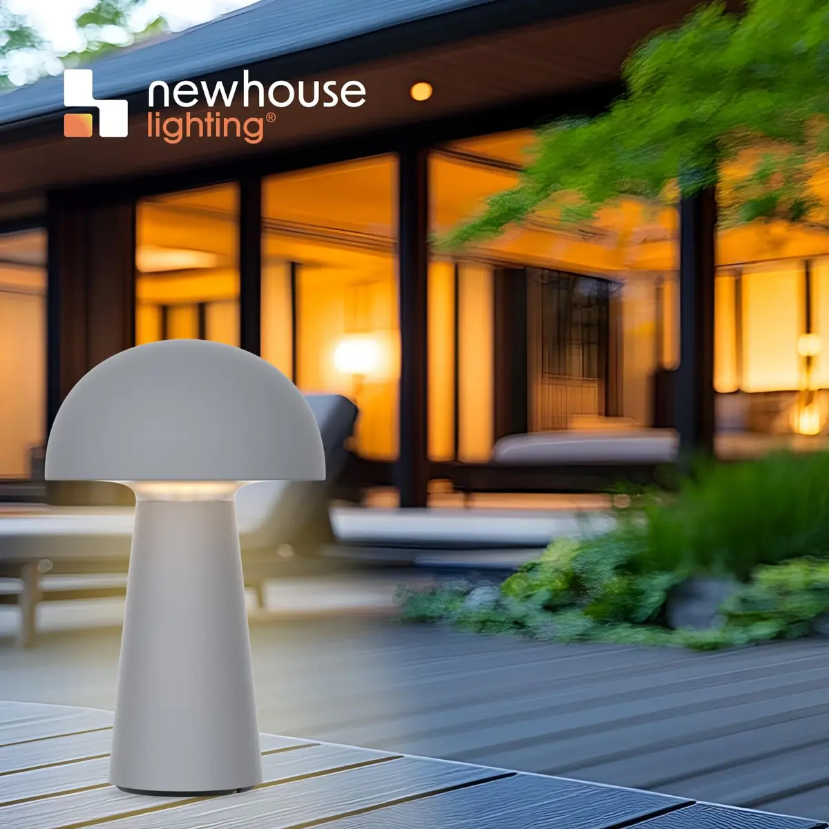 Newhouse Lighting Capri Fog Gray 2700K Dimmable Cordless USB-C Table Lamp | Cozy Home Decor - view 6