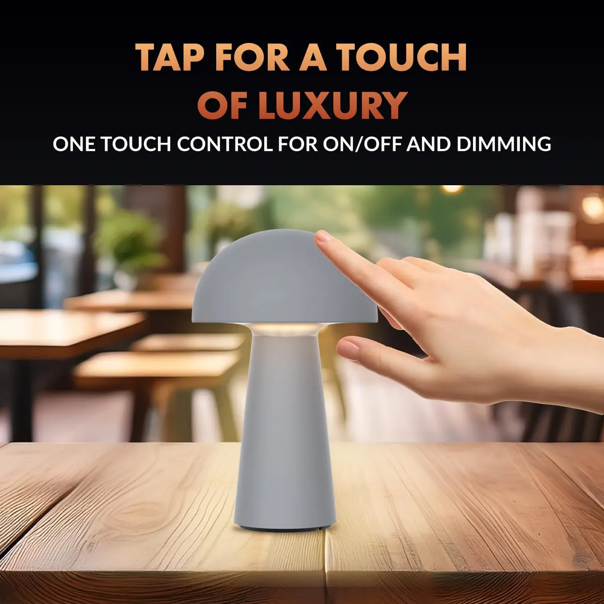Newhouse Lighting Capri Fog Gray 2700K Dimmable Cordless USB-C Table Lamp | Cozy Home Decor - view 4