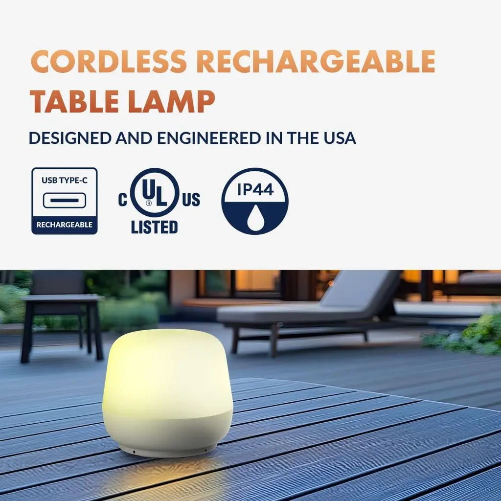 Newhouse Lighting Coco White 2700K Dimmable Cordless USB-C Table Lamp | Cozy Home Decor - view 2