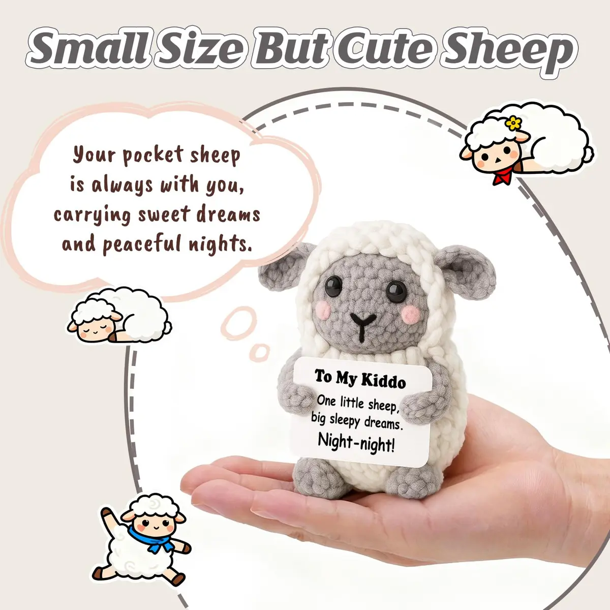 WEYON Mini Crochet Sheep Plush 8-10cm (0.3-0.4 inches) | Handmade Comfort Gift for Kids & Teens - view 2