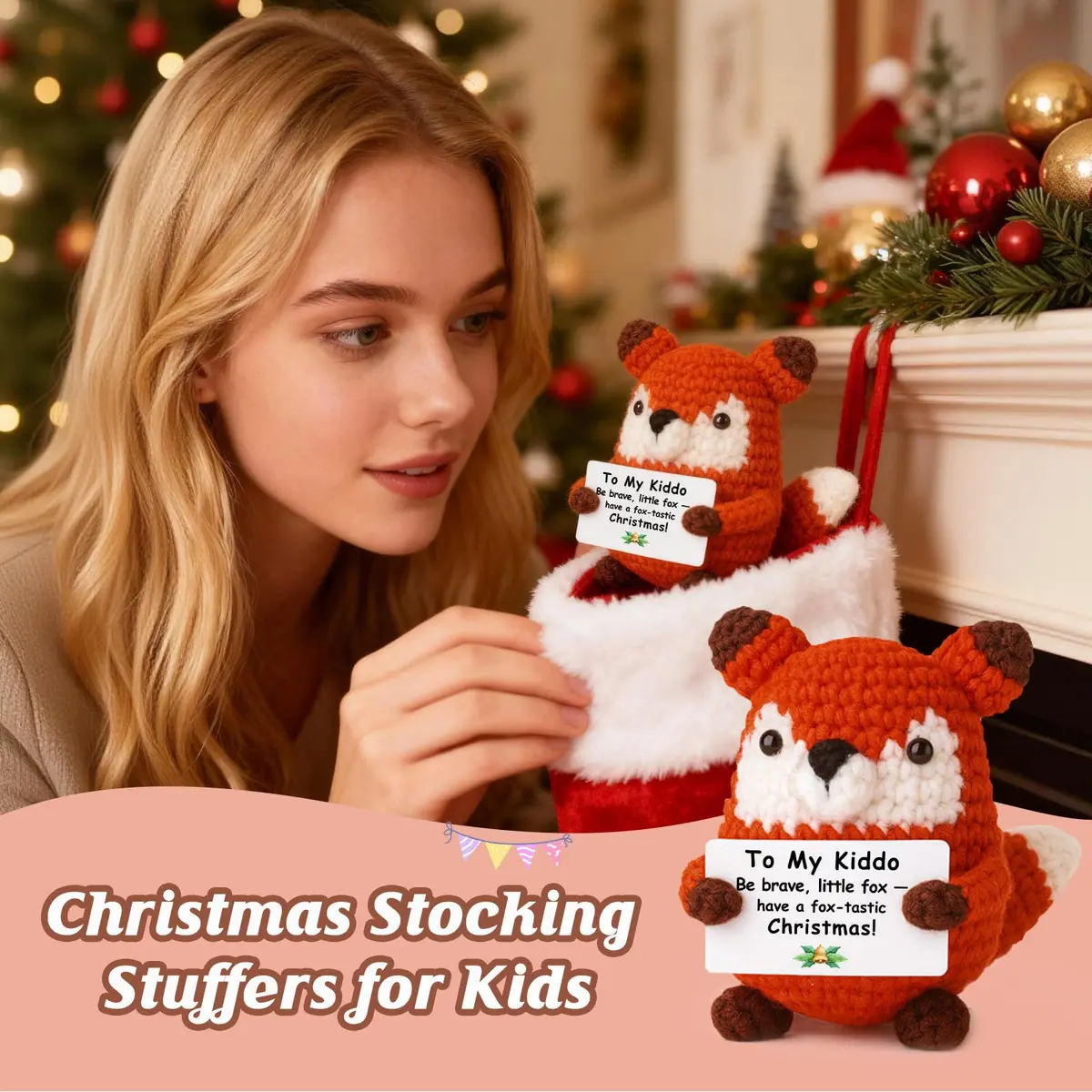 WEYON Mini Crochet Fox Plush with Pun Card 8-10cm (0.26-0.33 ft) | Cute Woodland Kawaii Decor - view 5